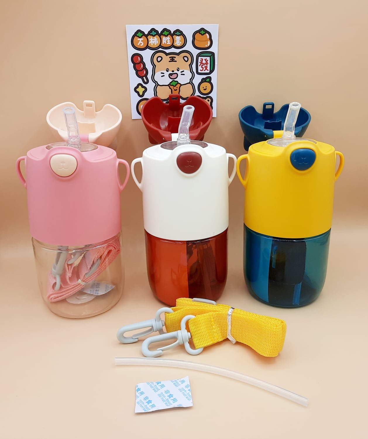 School Water Bottle for kids with straw