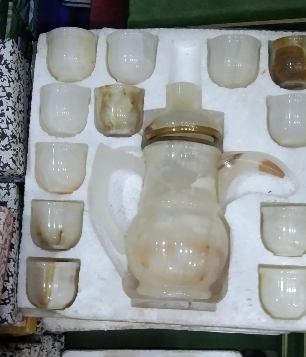 Marble tea set with 12 cup