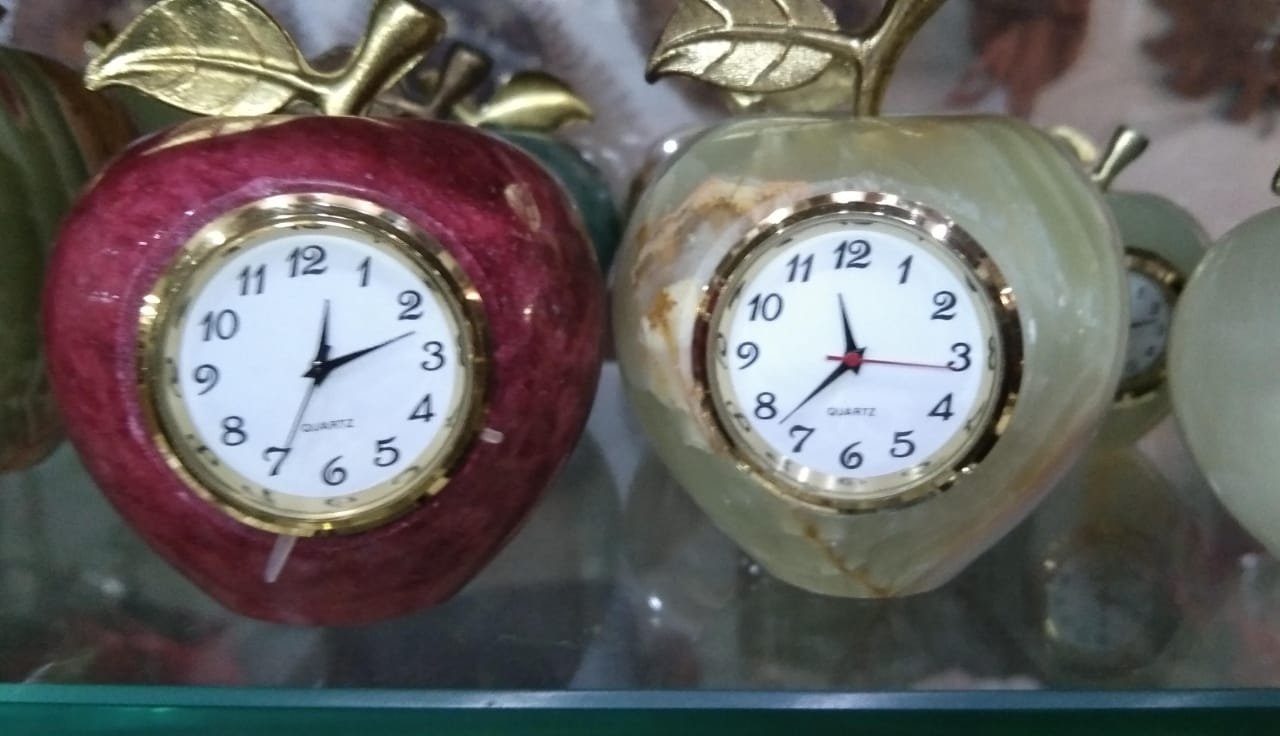 Marble Clock, Apple Clock, Clock, Medium Apple Clock, Marble Decoration Clock