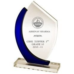 Glass Award Shield in Arch frame with base