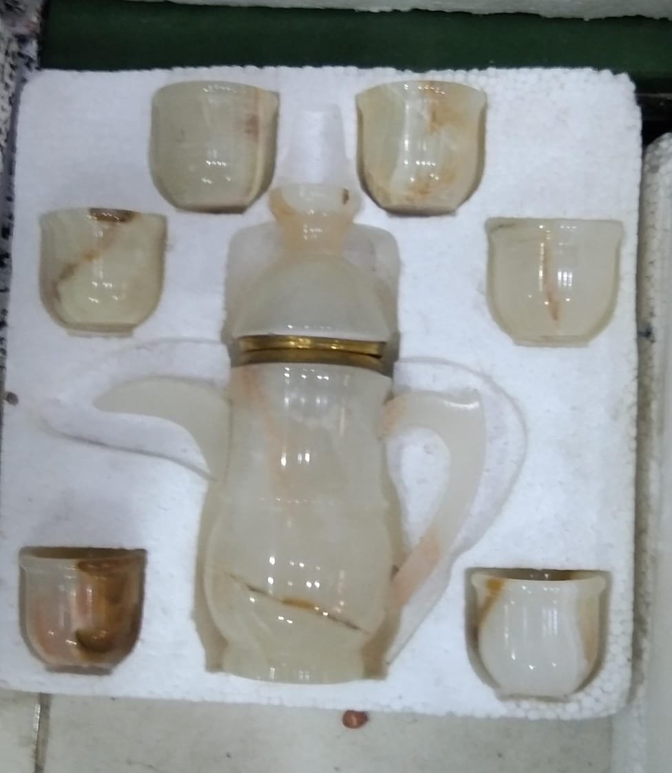 Marble tea set with 6 cup